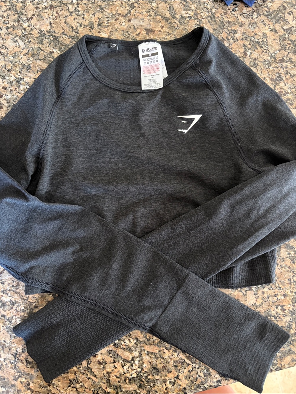Gymshark Women’s M Dark Gray Crewneck long sleeve cropped gym shirt